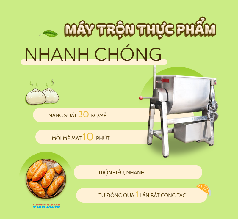 máy trộn thực phẩm nằm ngang