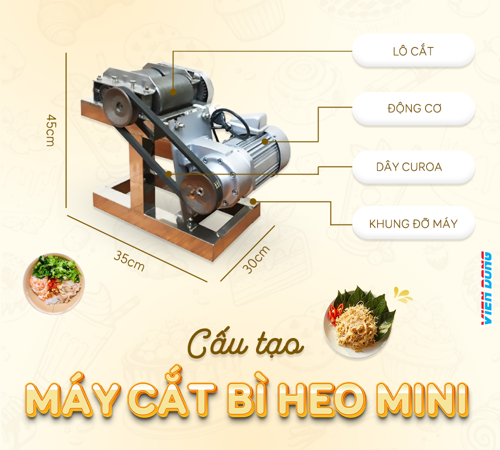 Máy cắt bì heo mini