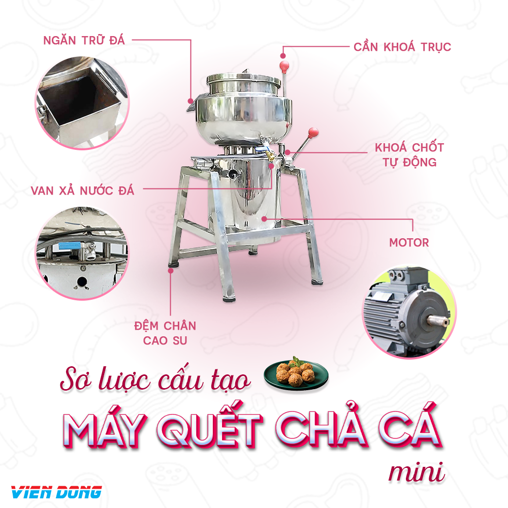 máy quết chả cá mini